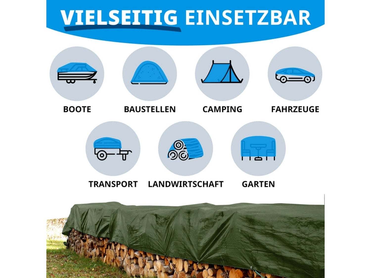 Waterdicht zeildoek met ogen, beschermhoes, 80 g/m², 1,5 x 6 m, groen