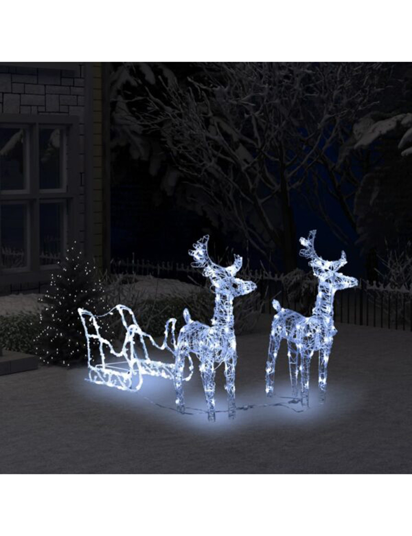 Christmas Decoration Reindeers/Sleigh 240 LED Lights 130 cm Acrylic