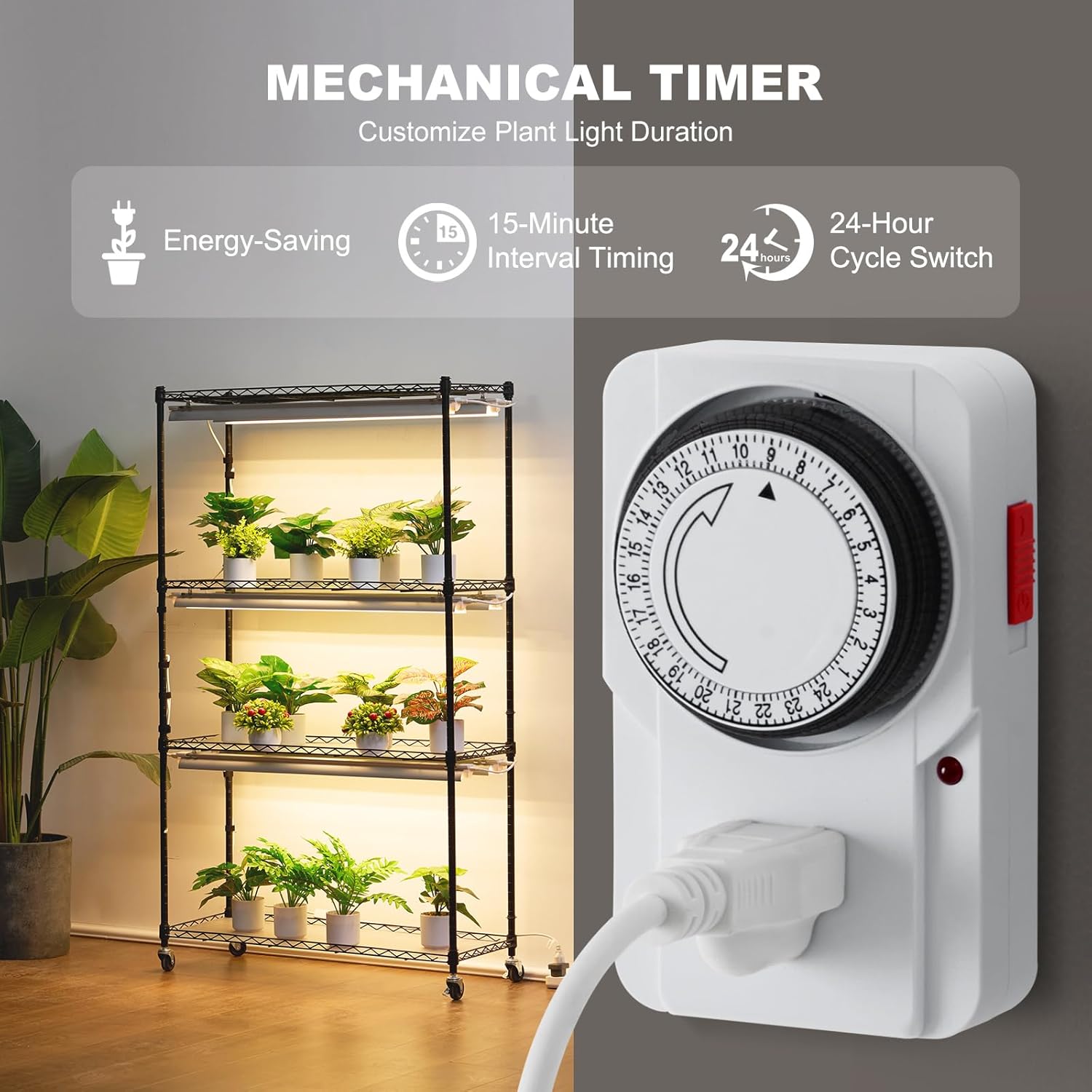 VEVOR Pflanzenständer mit Wachstumslicht, 4 Ebenen, 180W, Regal für Wachstumslicht im Innenbereich, 3 Lichtspektrum-Modi, Metall-Pflanzenregal mit Timer, Wachstumsregal für Gartenpflanzen, 90x35x150cm