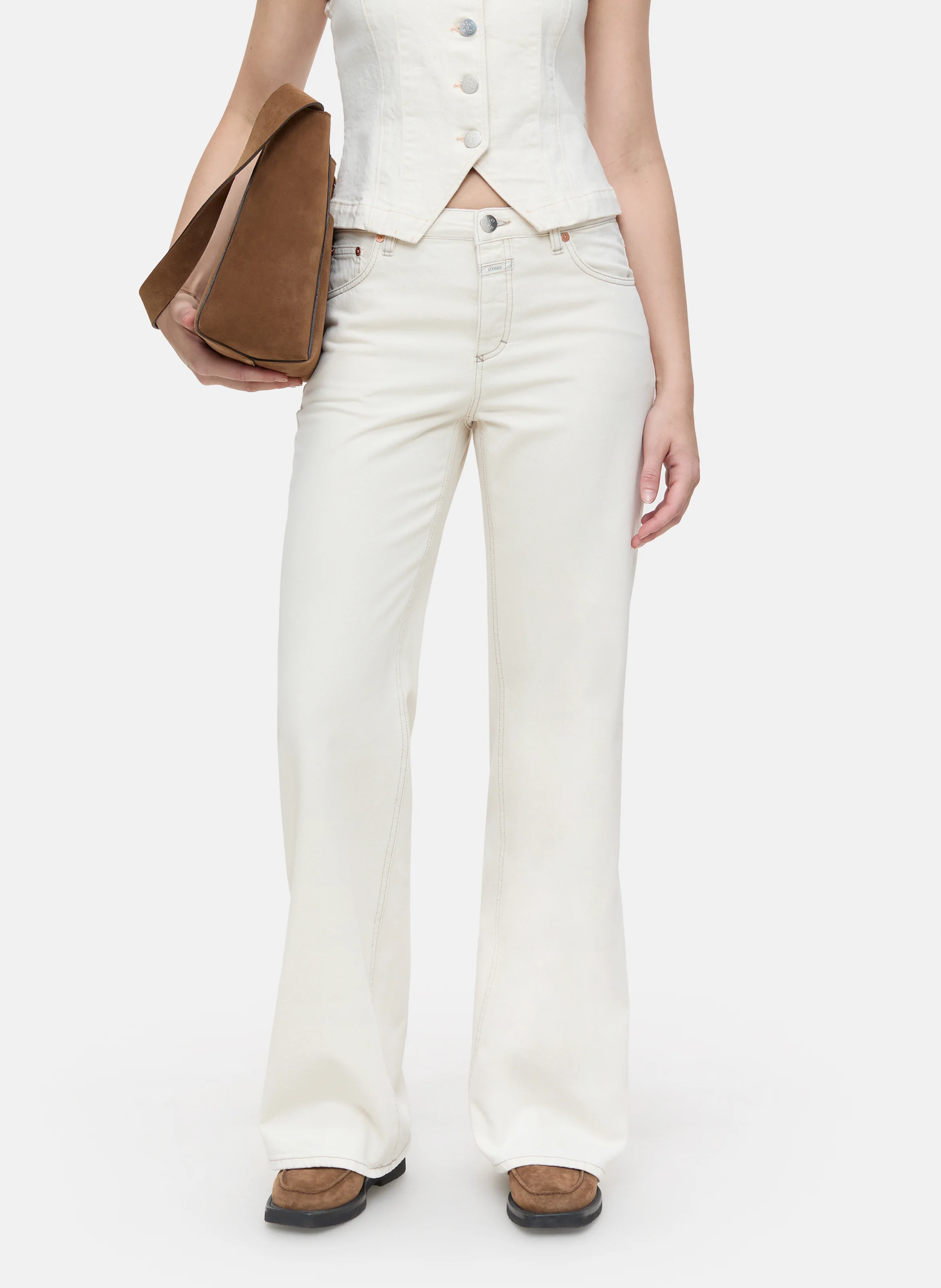 GILLAN - Jean large en coton| Beige