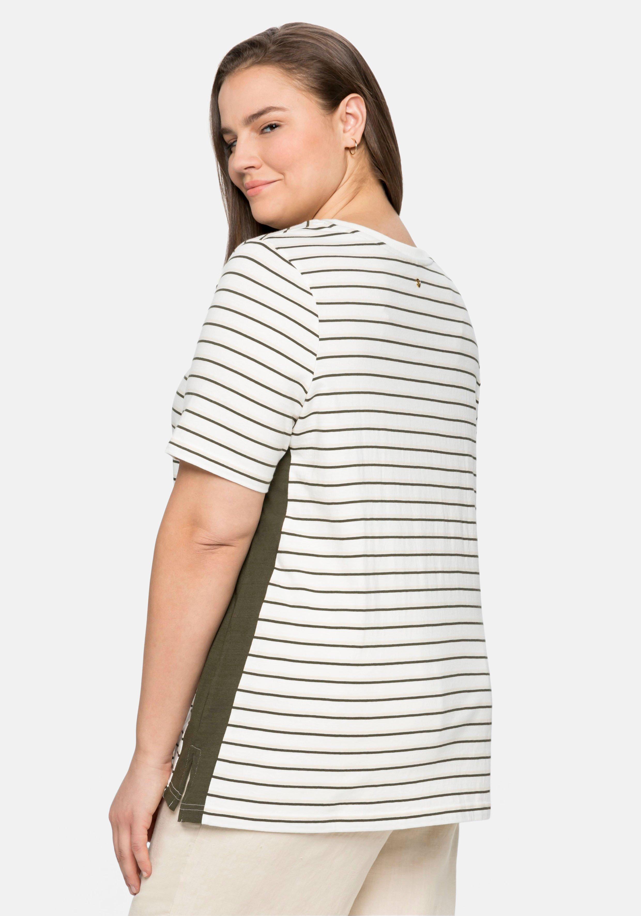 Ringelshirt mit V-Ausschnitt, aus weichem Jersey