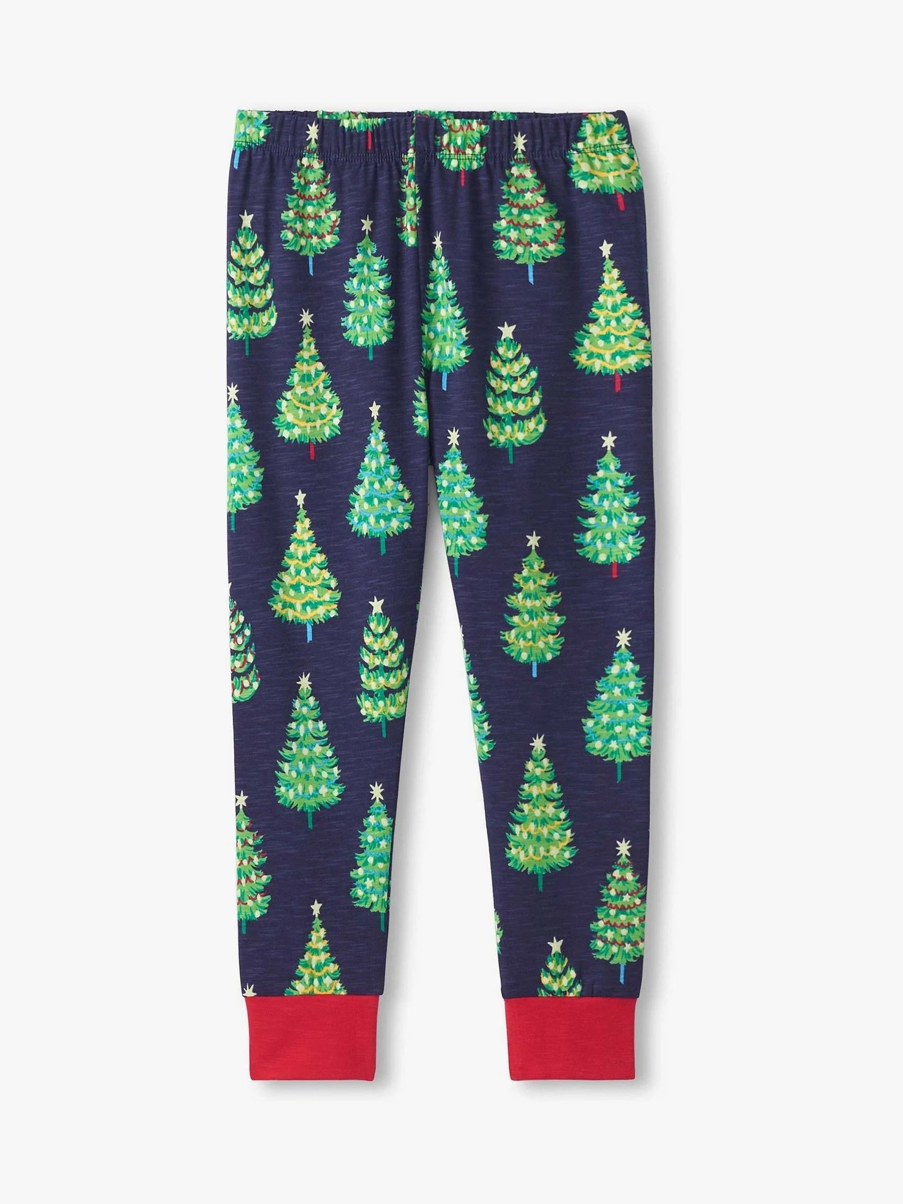 Hatley Patriot Blue Glow in the Dark Christmas Trees Stretch Cotton Pyjama Set