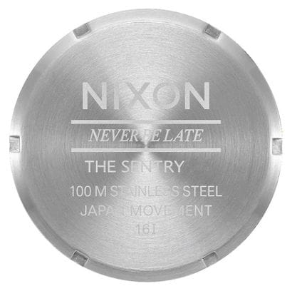 Montre NIXON Sentry Leather Chrome/Silver Sunray/Black