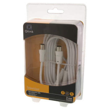 Q-Link coax kabel 3CV2 HF 5 meter stekker recht wit