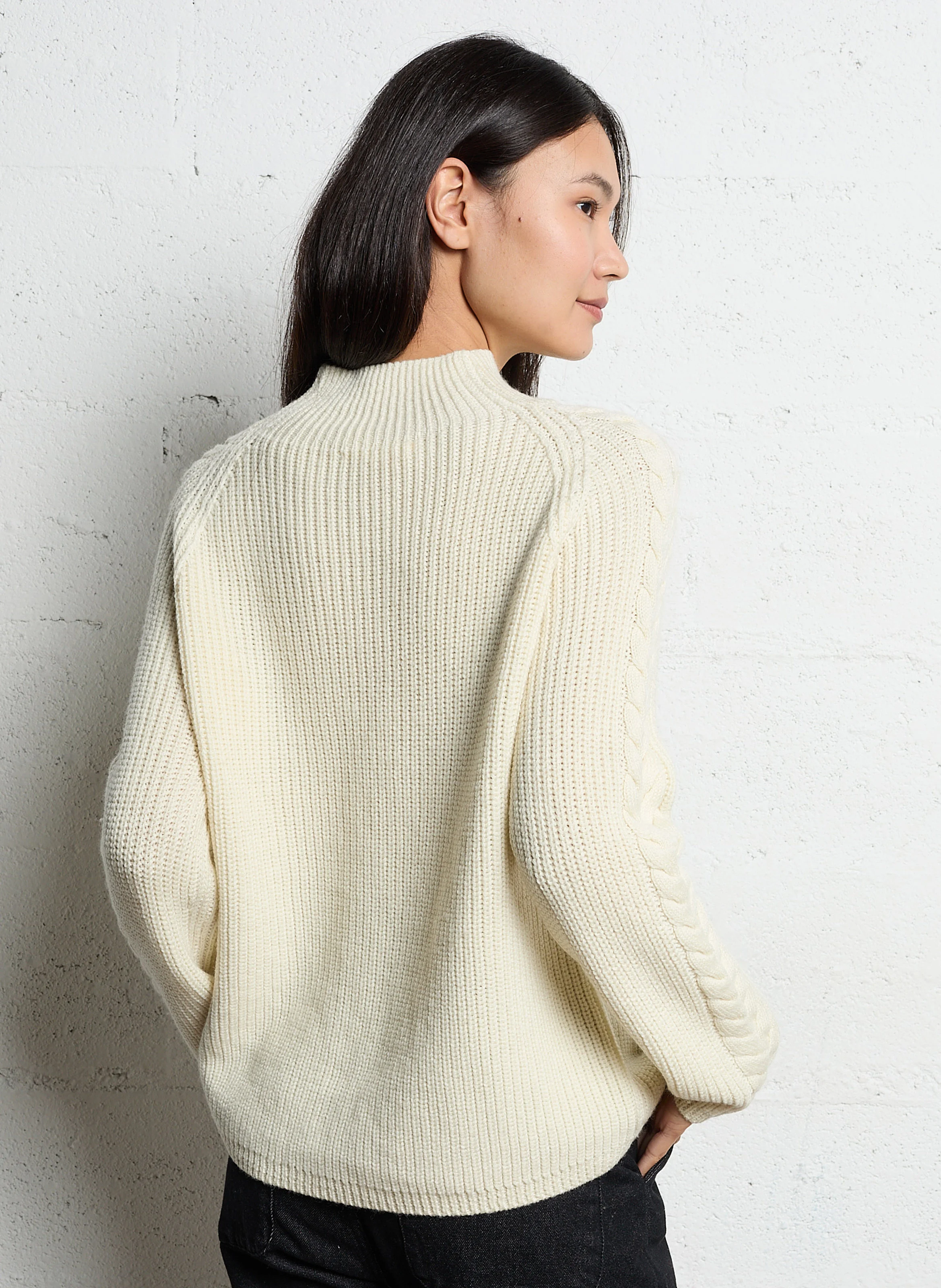 TRECY - Pull ample en laine | Beige