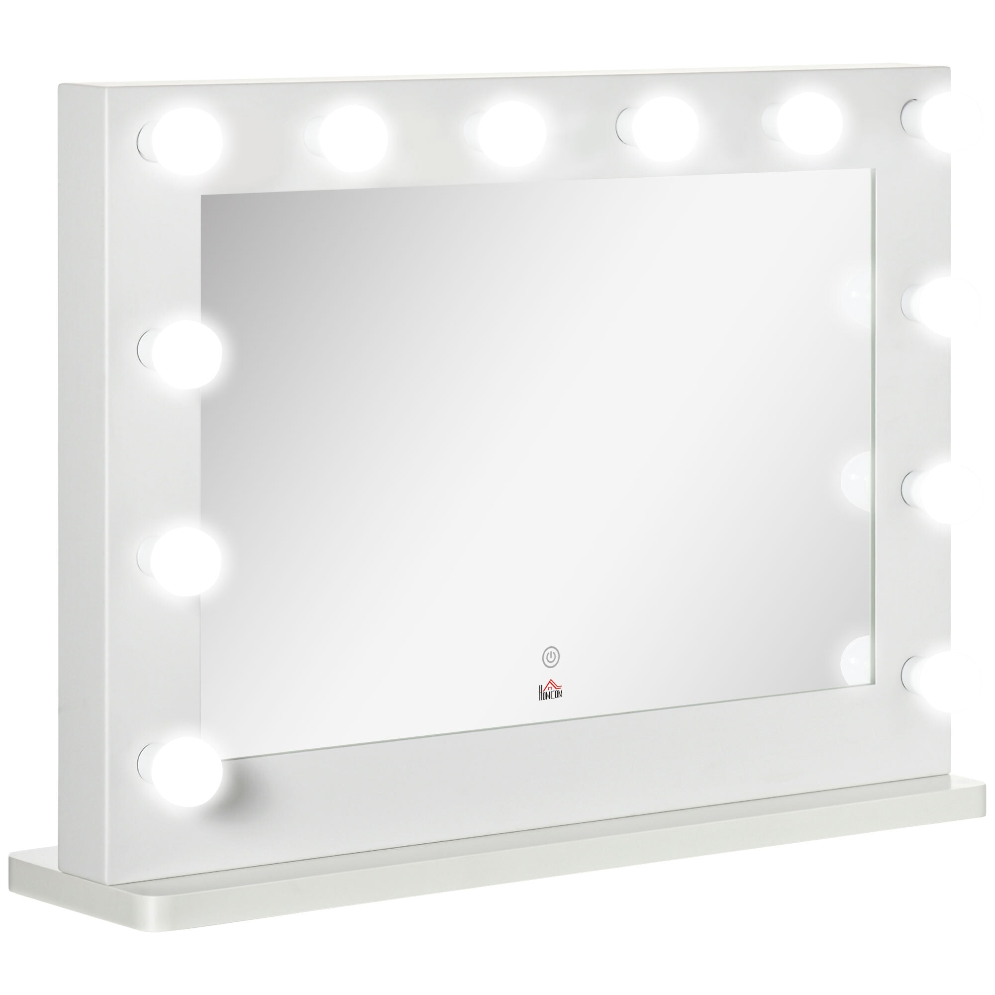 HOMCOM Tischstandspiegel mit 12 LED-Lampen weiß 80L x 60B x 20H cm
