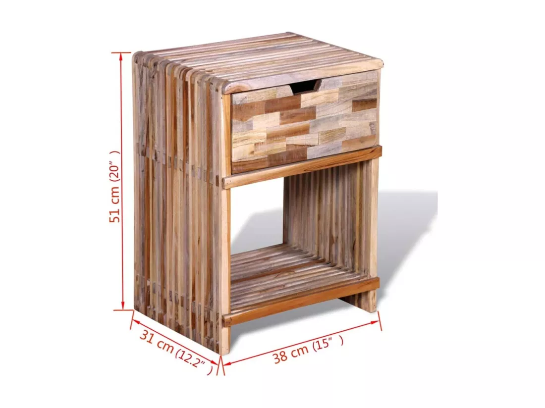 Table de chevet avec tiroir Bois de teck recyclé