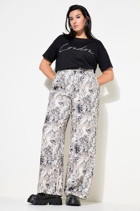 Hose, Wide Legs, High Waist, Snake-Print