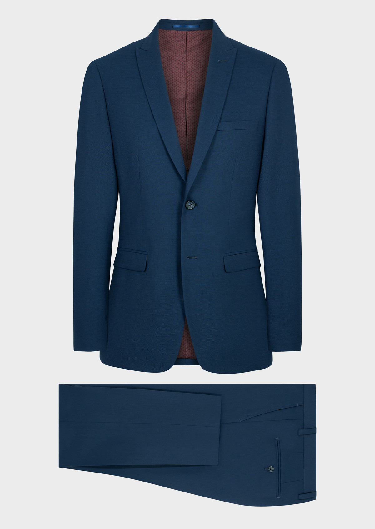 Costume 2 pièces Slim en laine stretch unie bleu prusse