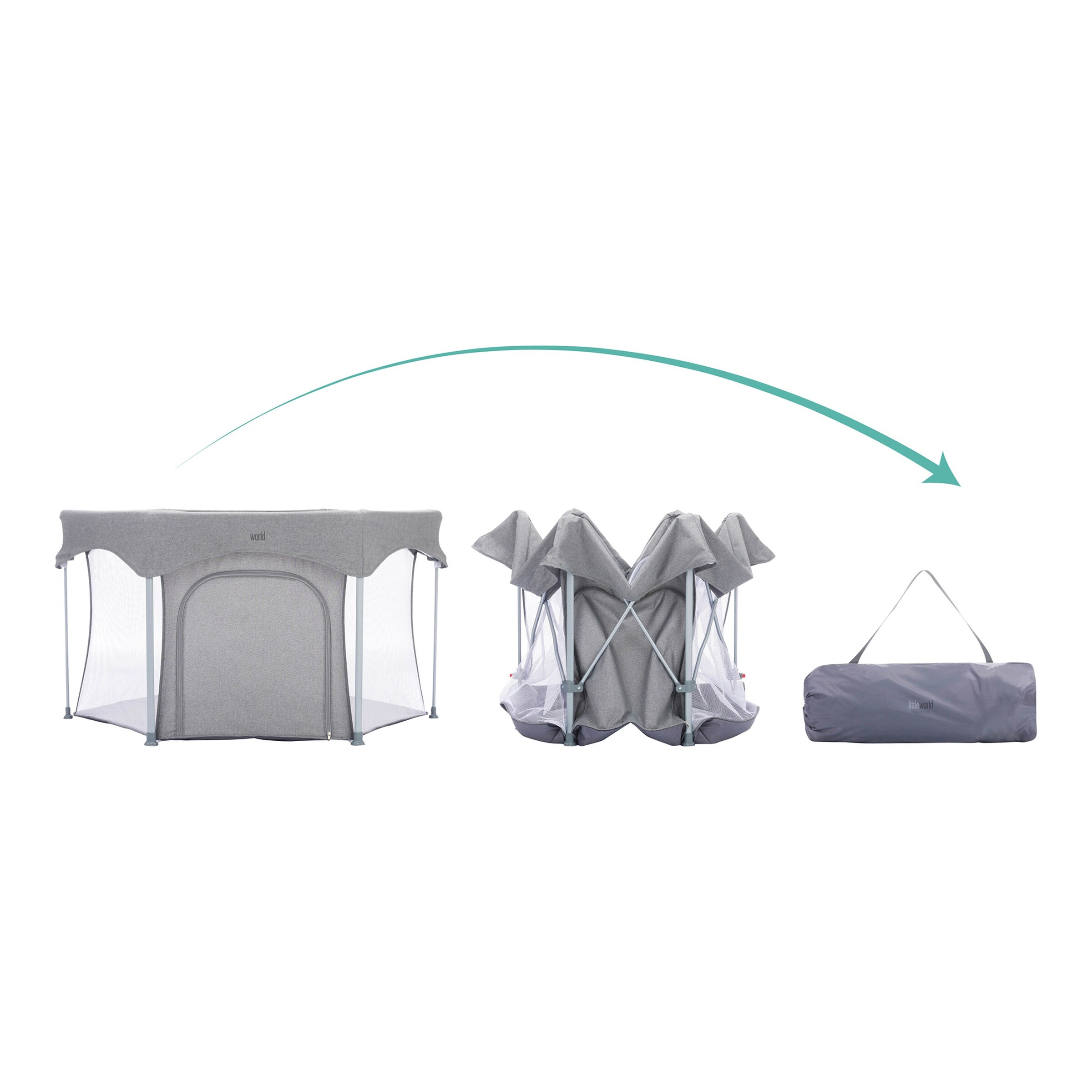 littleworld Laufgitter Luxus 6-eckig mit einfacher Klappfunktion