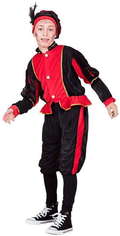 Kinder - Pietenkostuum - Rood - Fluweelachtig - Gouden Accenten
