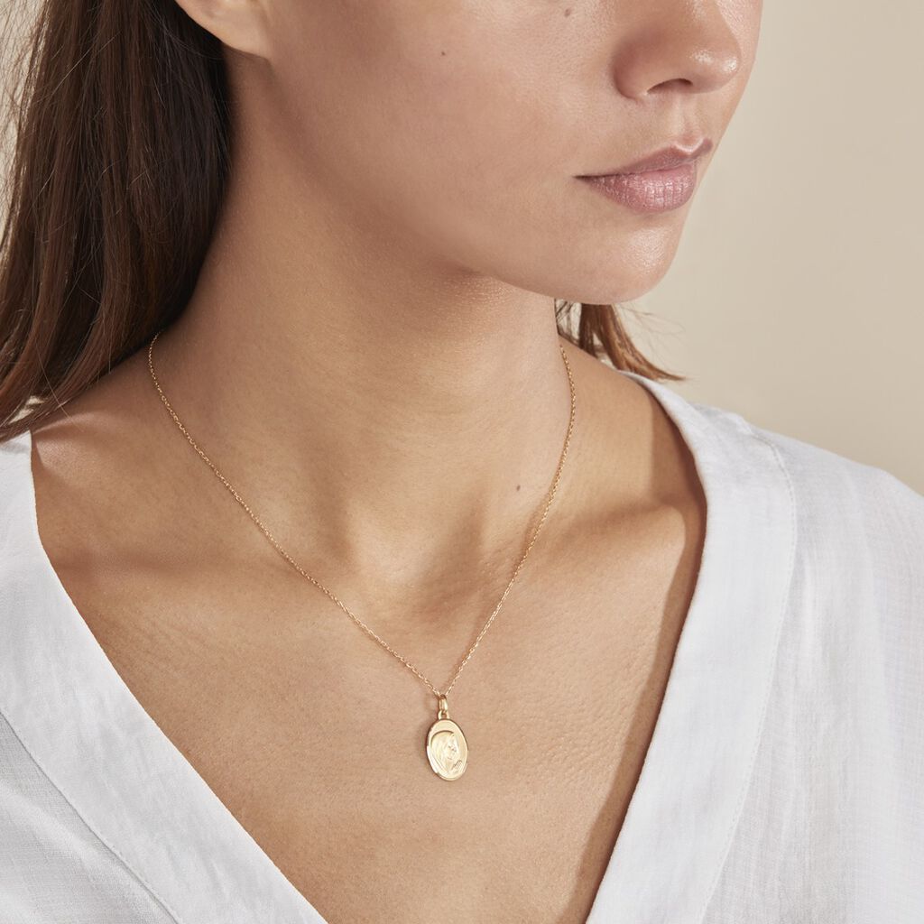 Pendentif Vierge Ovale Or Jaune