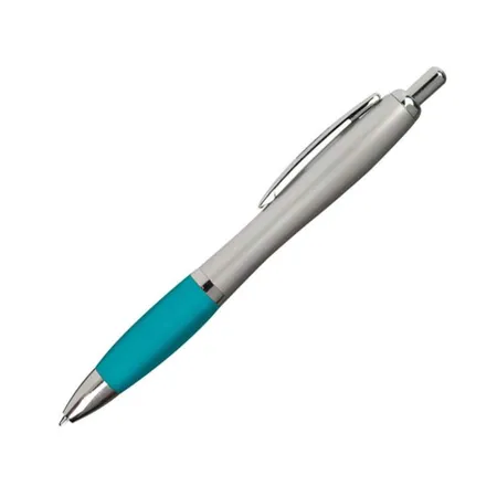 Macma Kugelschreiber mit satiniertem Gehäuse, silber-türkis, 20 Stück