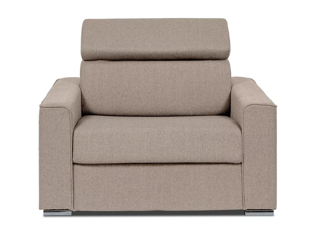 Fauteuil convertible express en tissu beige - Couchage 70 cm - Matelas 14 cm - VIZIR