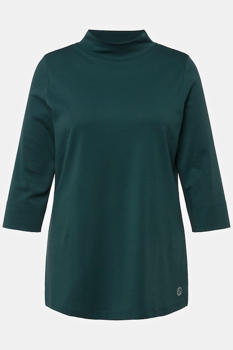 Shirt, A-Linie, Stehkragen, 3/4-Arm, Pima Cotton