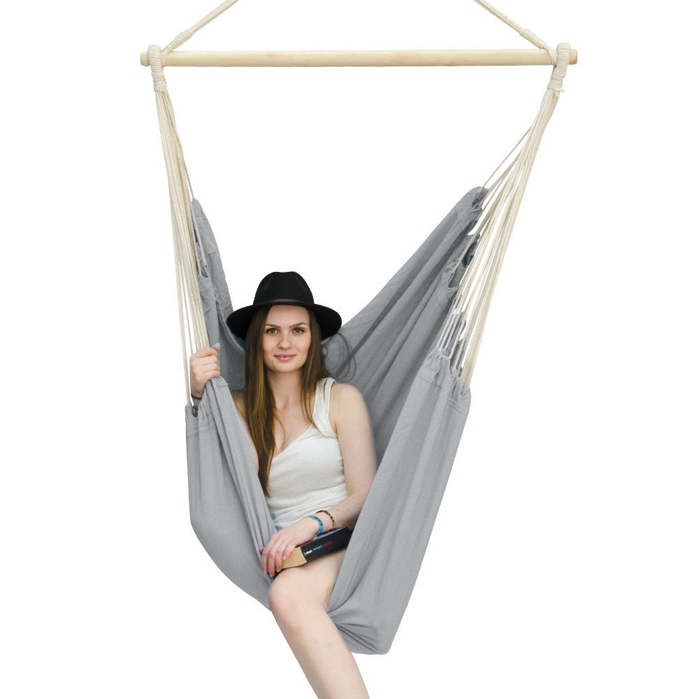 XXL hangstoel relaxstoel 185x130cm tot 150kg in lilagrijs