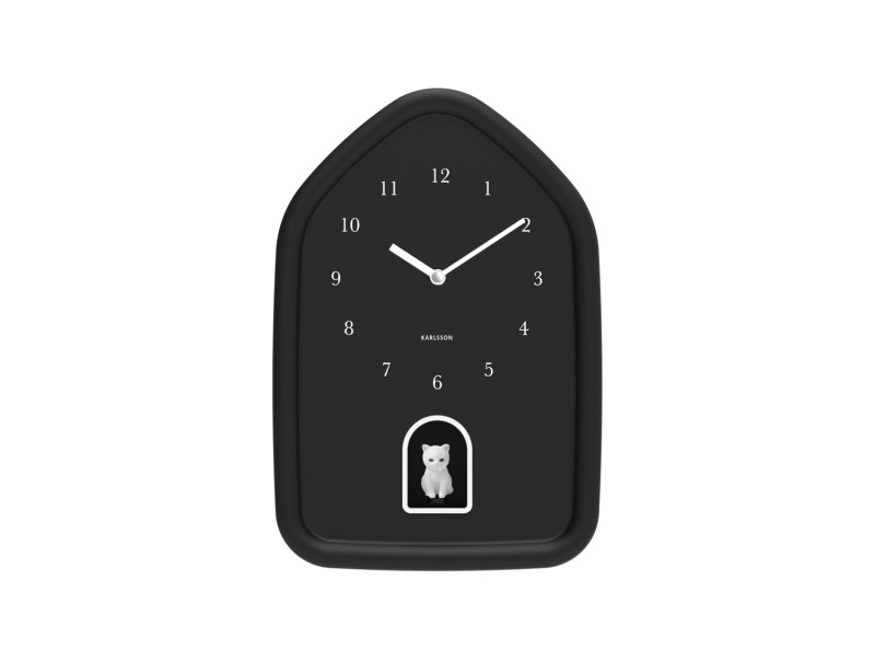 Wall Clock Modern Kitty KA6100BK Black