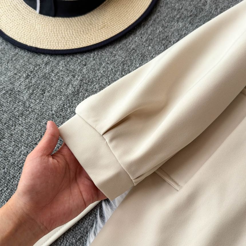 Yearnin - Trenchcoat met lange mouwen, dubbele rij knopen en sjerp