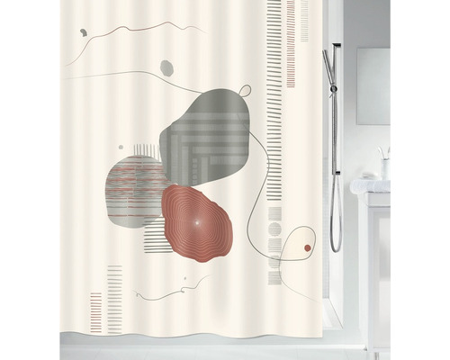 Spirella Teiva Textiel Douchegordijn 180 x 200 cm Wit/Grijs/Bruin