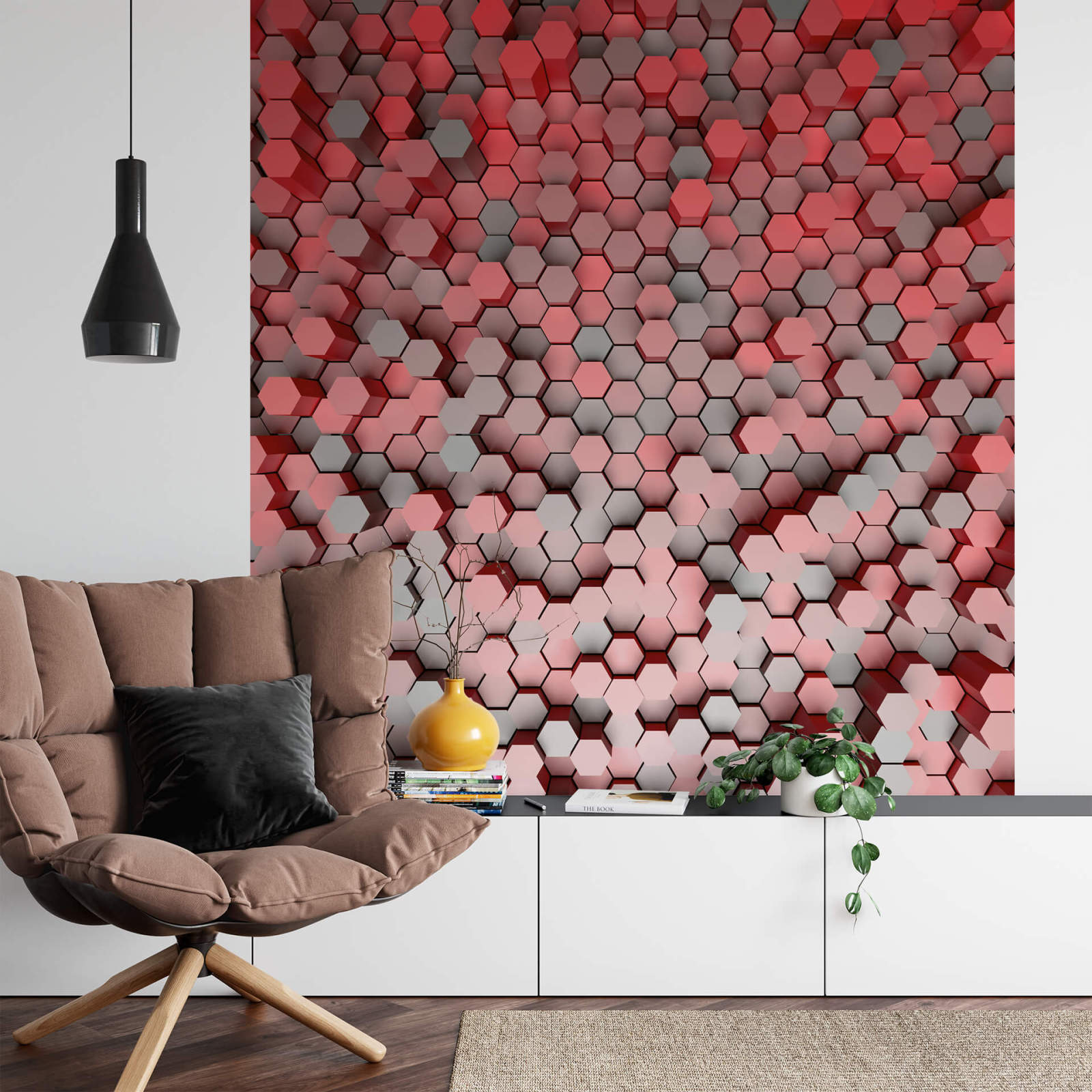 Fototapete DESIGNWALLS 2.0 - rot-grau - 3D-Art - 2,6 Meter