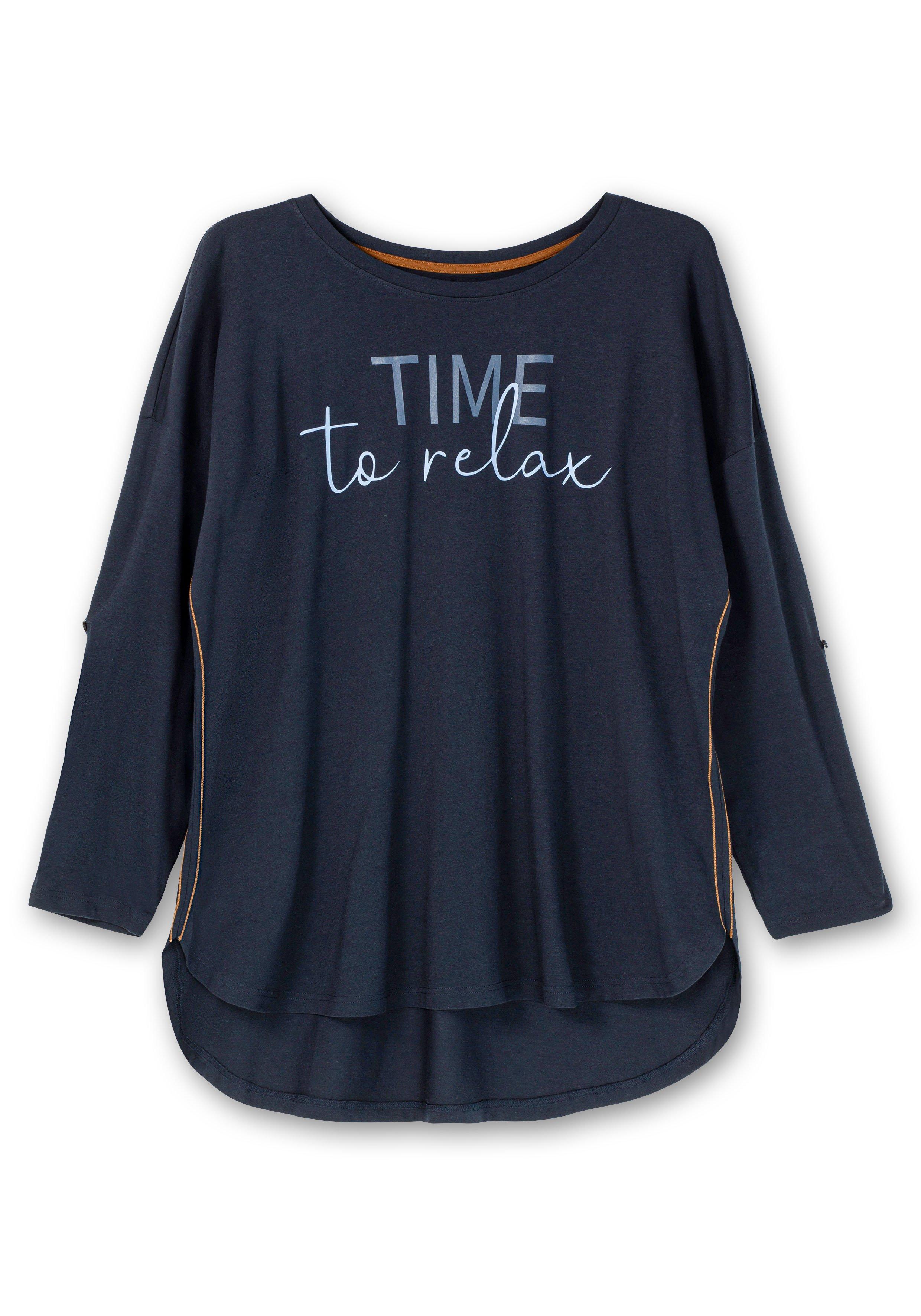 Relaxshirt in Longform, mit Wording-Frontprint