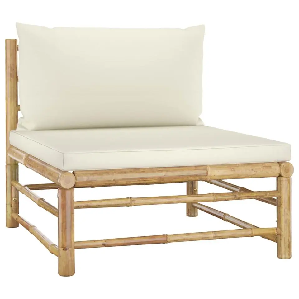 vidaXL - Loungeset - Crèmewitte - Bamboe - 6 stuks - Met kussens