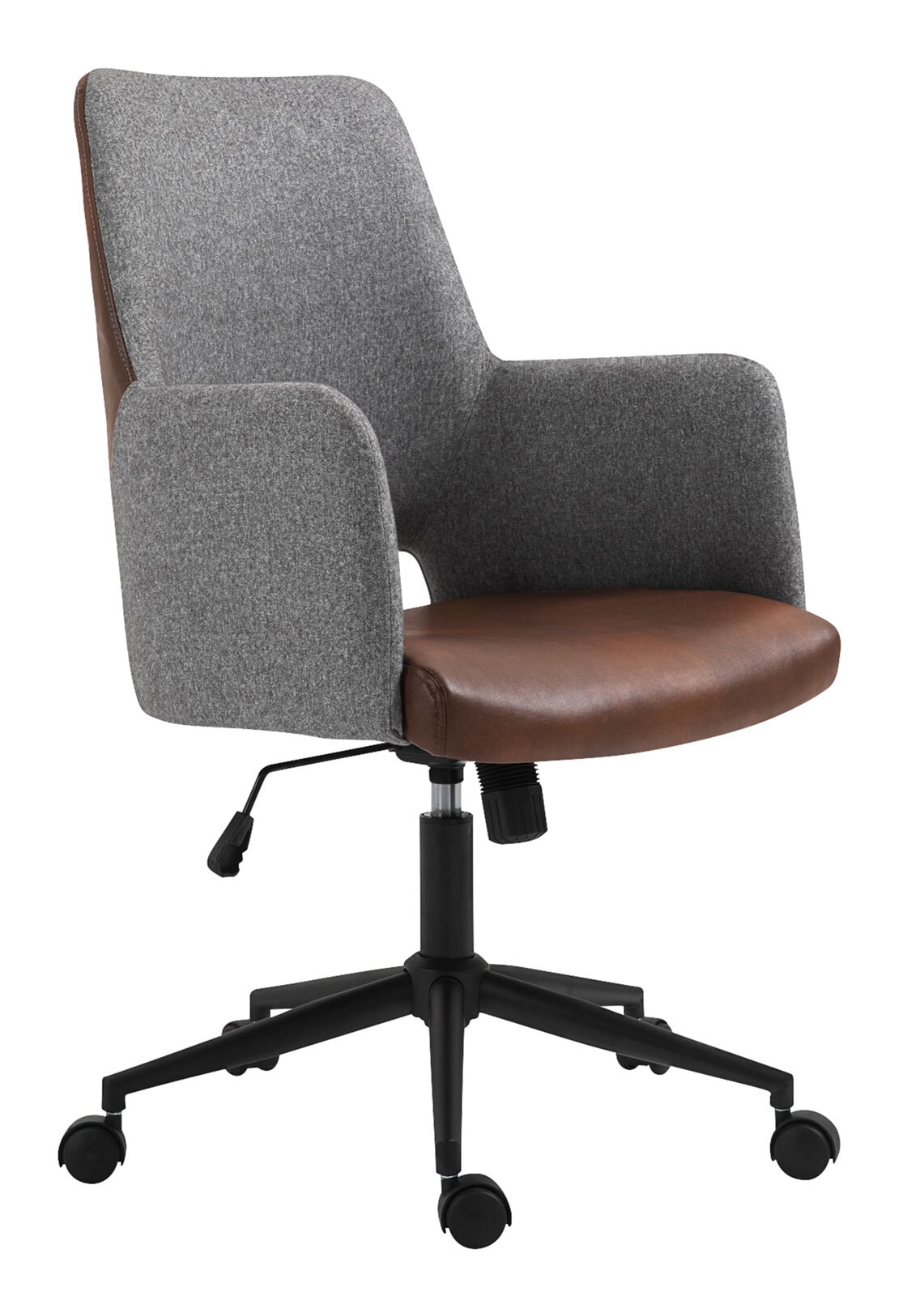 Bürostuhl Luca Lederlook Braun - Stoff Grau