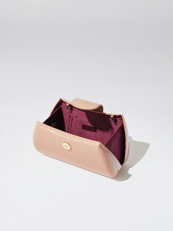 Clutch de festa em couro envernizado - Rosa