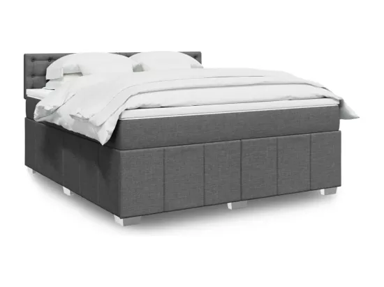 Sommier à lattes de lit avec matelas Gris foncé 180x200cm Tissu