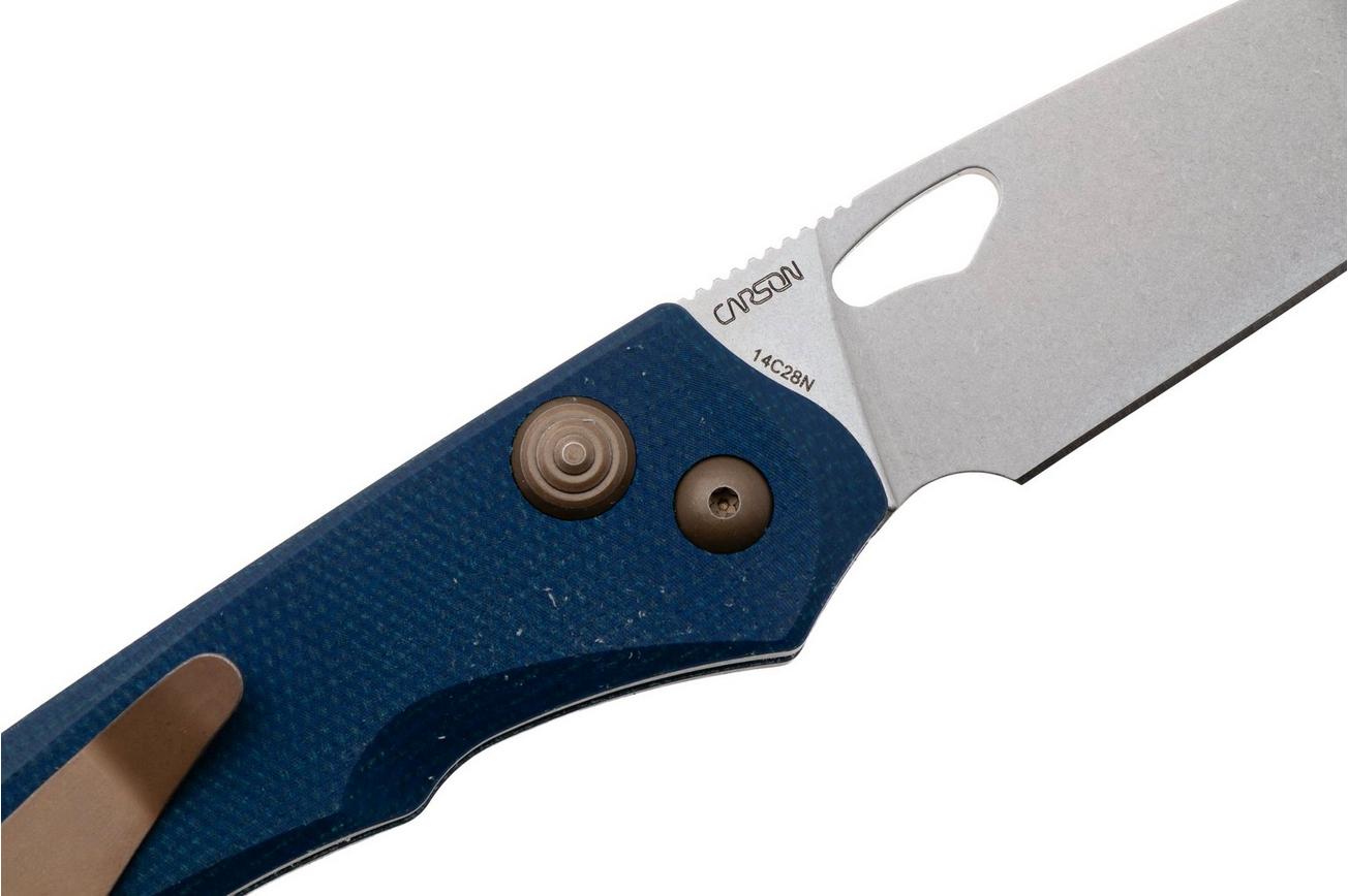 Real Steel Griffin Pro 7131DM Stonewashed 14C28N, Denim Micarta, zakmes, Carson Huang design
