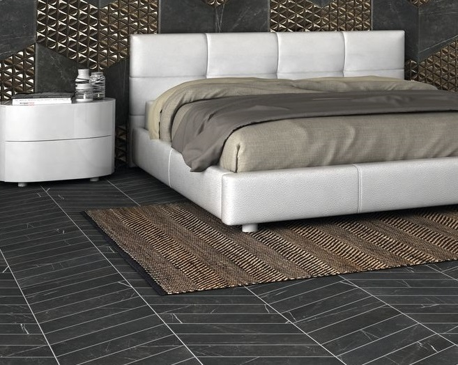 Jabo Diamond Chevron vloertegel marquina (L-R) 40x70