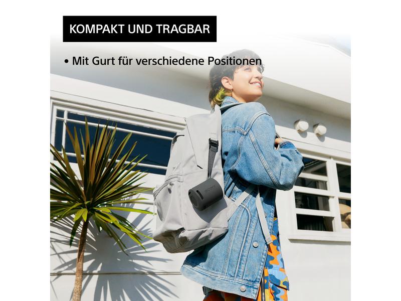 Sony Bluetooth Speaker SRS-XB100 Schwarz Kompakter, kabelloser Bluetooth-Lautsprecher