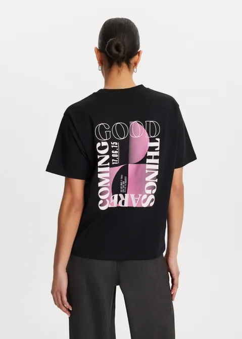 T-shirt met print good things zwart (ZWART)