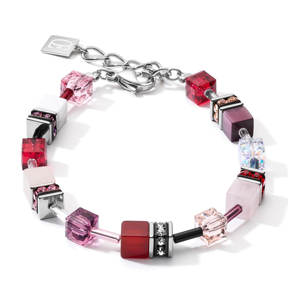 Bracelet Coeur de lion GeoCUBE rouge rose blanc