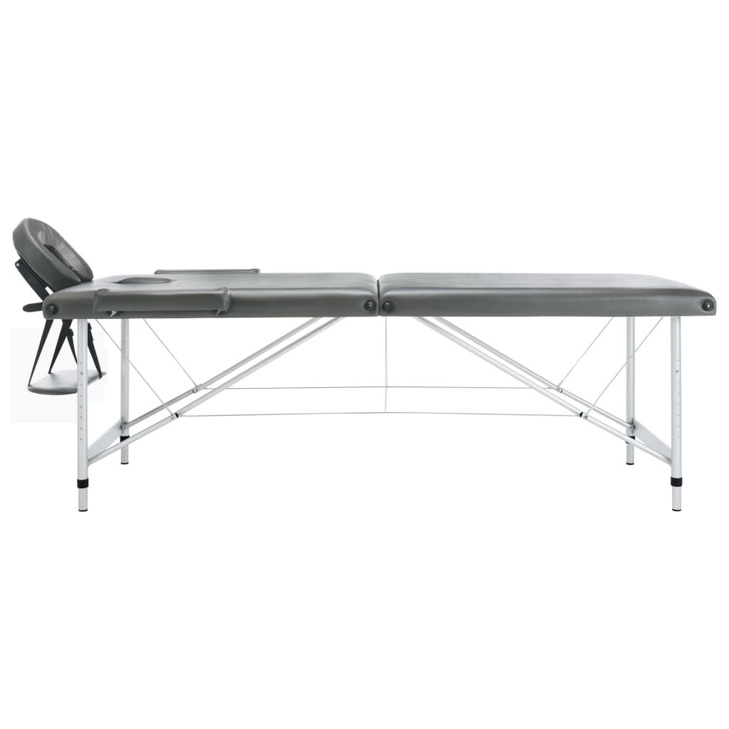 vidaXL 2-zone massagetafel met aluminium frame, antraciet, 186 x 68 cm