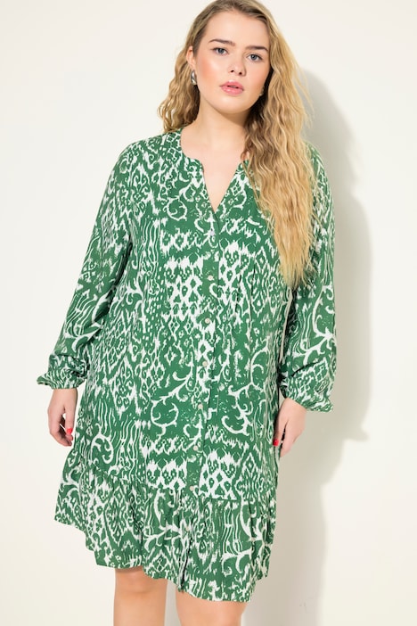 Kleid, kurz, grafischer Print, Ballon-Ärmel