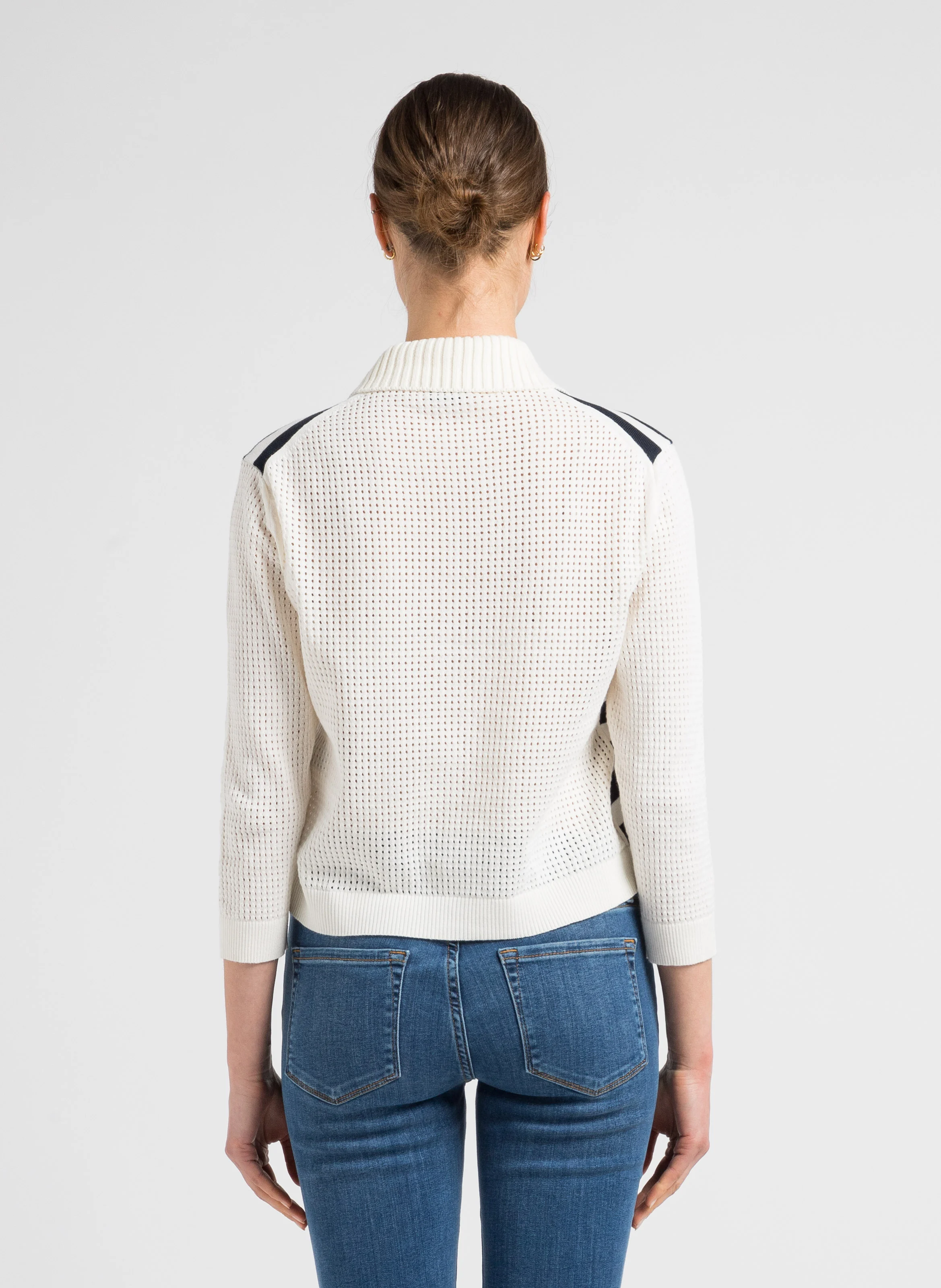 Cardigan à rayures en coton | Blanc