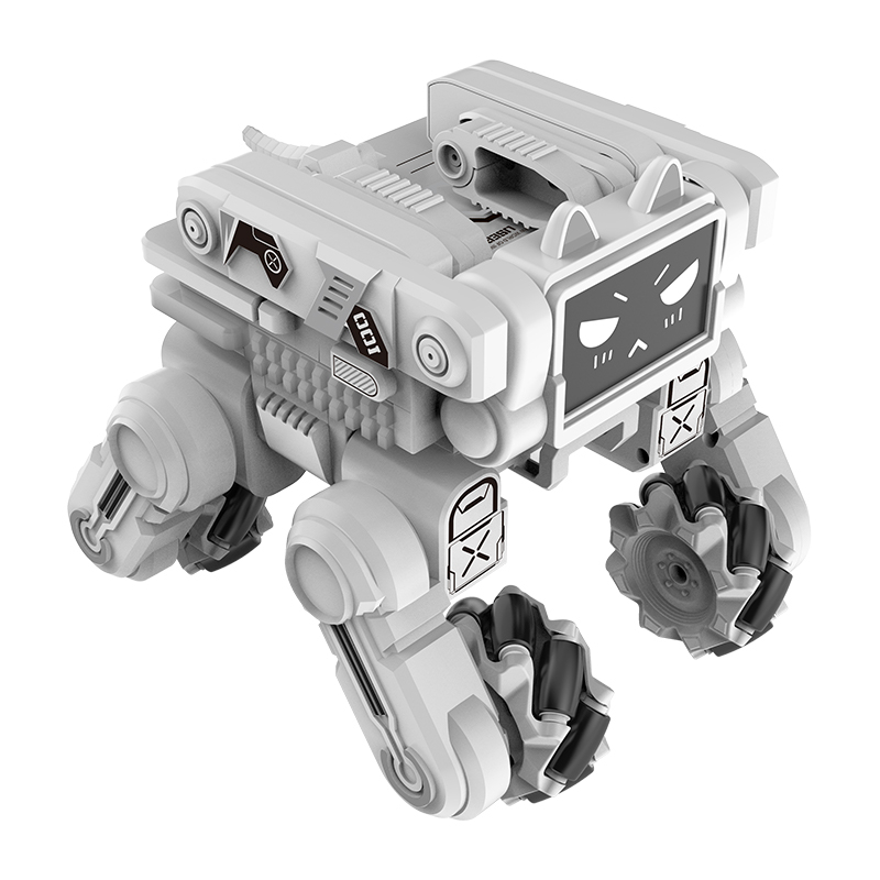 (20x15cm) Ferngesteuerter 2.4GHz Roboter Hund Kinder RC Spielzeug mit 360° Drehung / LED Licht / Sound Effekten (Batteriebetrieben) - Weiss