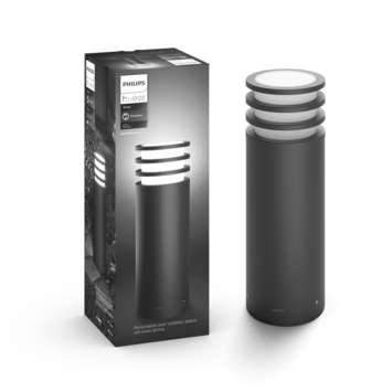 Philips Hue sokkellamp Lucca antraciet - warmwit licht 9W - laag