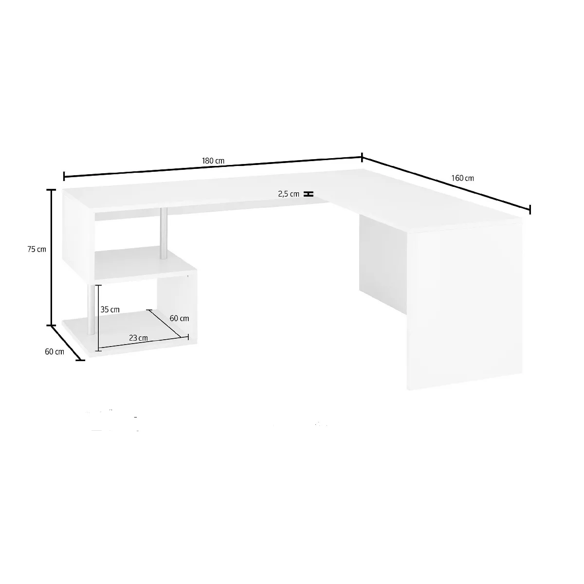 Alter Bureau d'angle Blanc