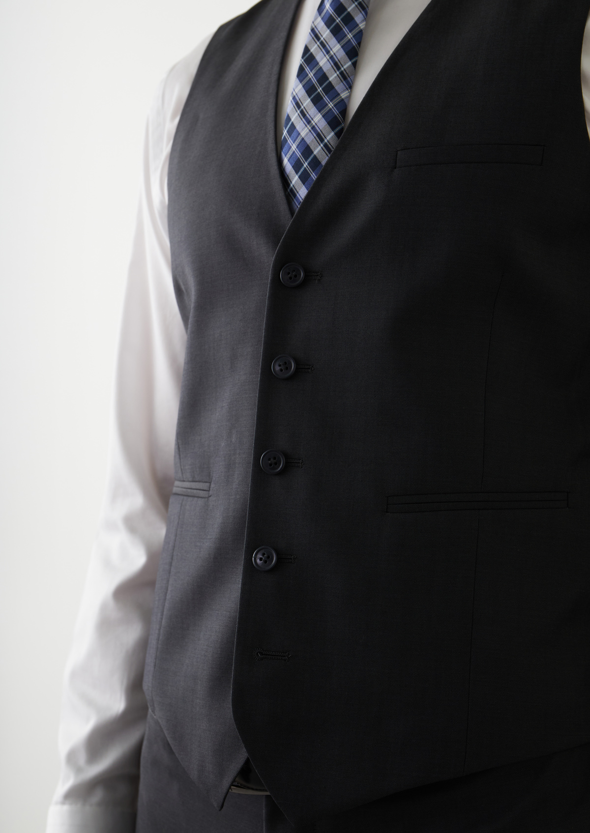 Gilet de costume en laine Vitale Barberis Canonico unie gris foncé