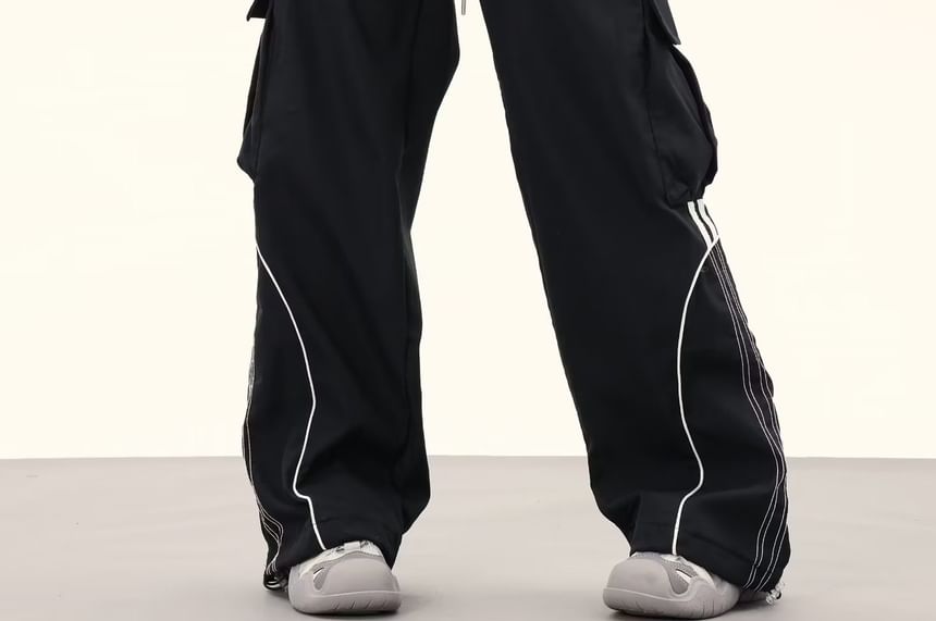 Rosesand - Lage taille, gestreepte, losse, wijde joggingbroek met zakken