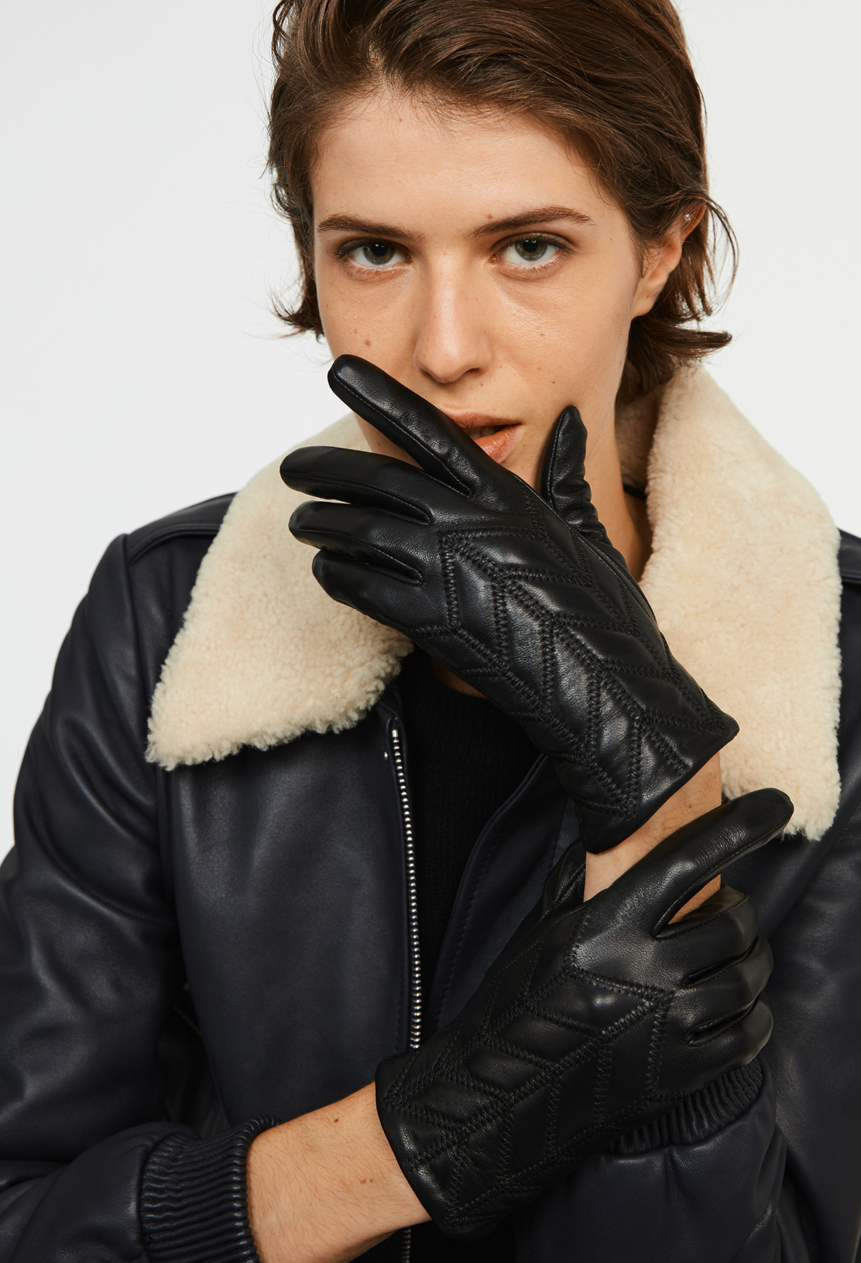 Gants cuir matelasse
