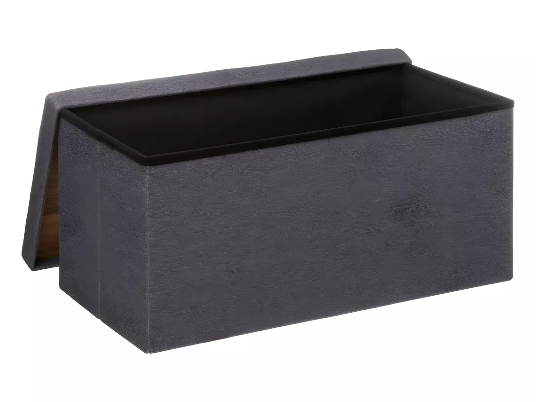 2 en 1 Pouf pliant double et Coffre de rangement Gris foncé 76 x 37.5 cm