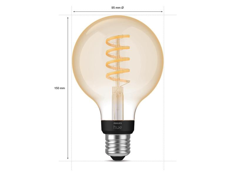 Philips Hue White Ambiance E27 Einzelpack Globe G93 Filamen Filamentleuchtmittel mit E27 Sockel