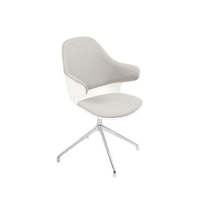 Lot de 2 chaises KHONG - avec accoudoirs - blanc et gris