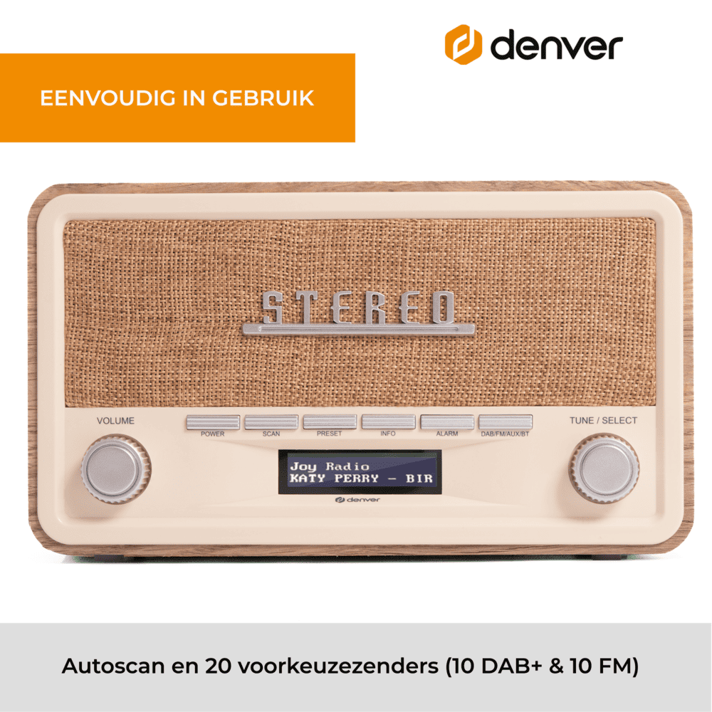 Denver DAB18 DAB+ Bluetooth Radio - Beige