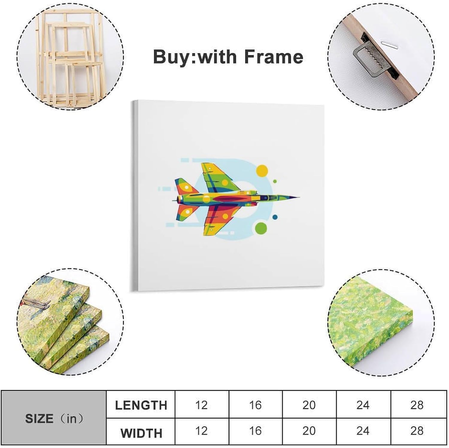 XHHOKA Kampfflugzeug-Poster, Mirage F1 Fighter Jet, dekorative Leinwand, Wand- und Kunstposter, Gemälde, 70 x 70 cm