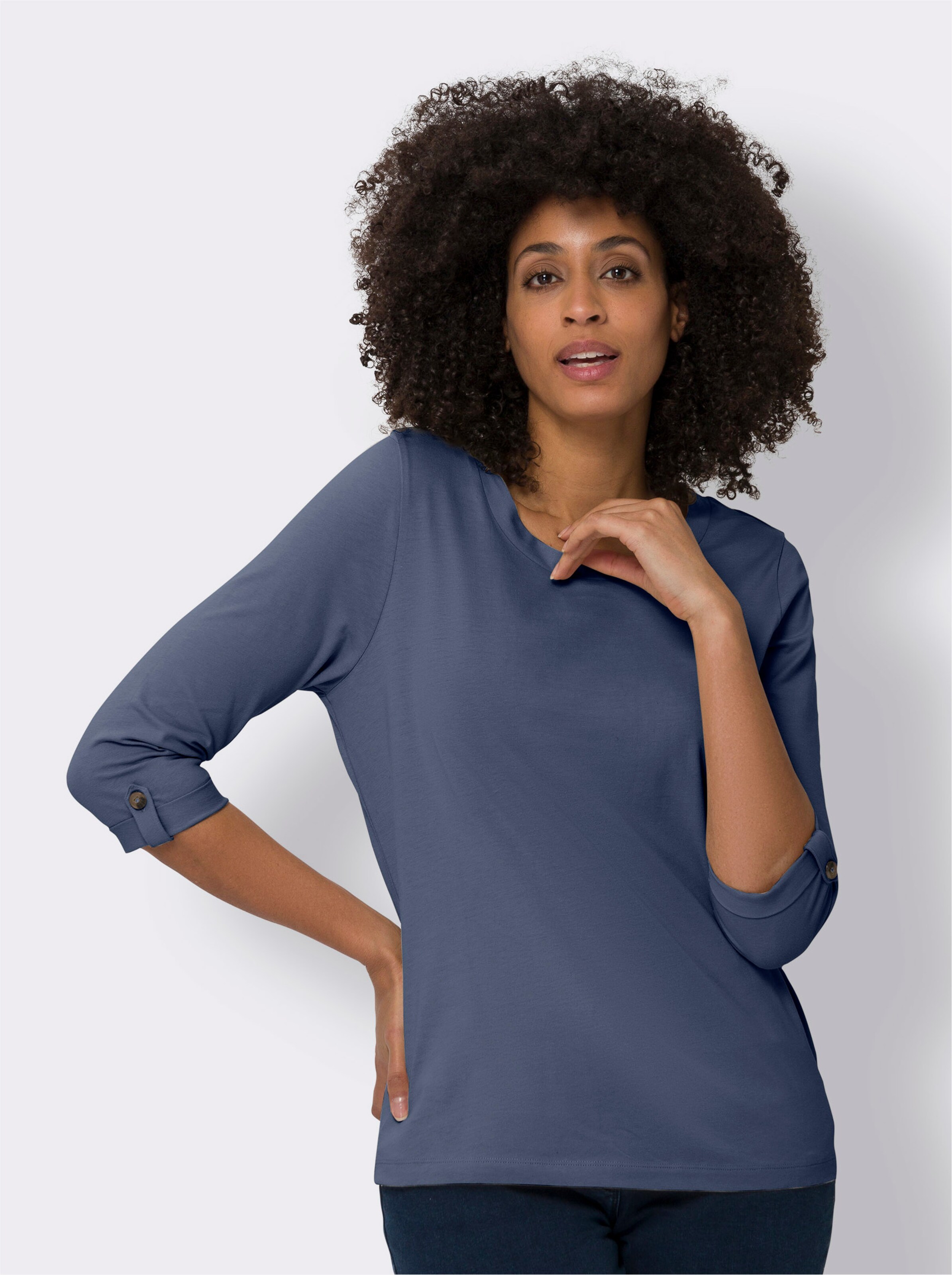 34-Arm-Shirt aus reiner Baumwolle