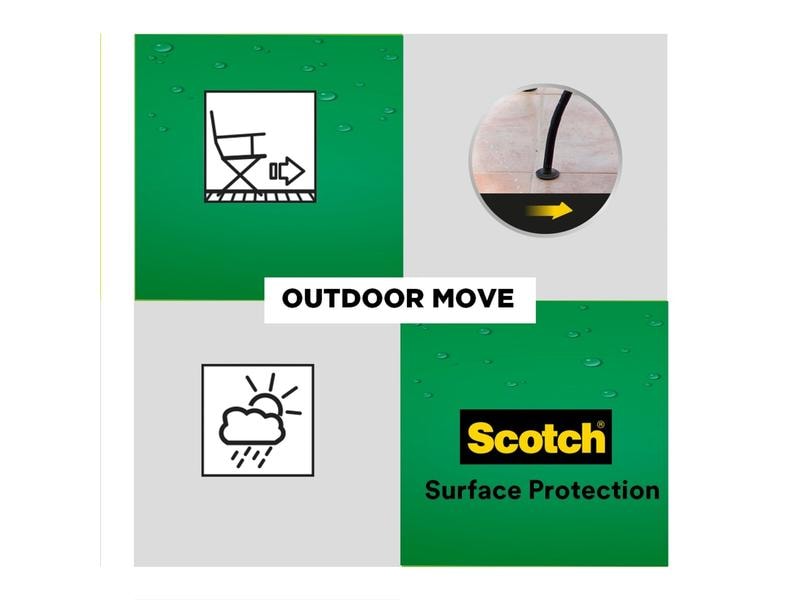 3M Möbelgleiter Outdoor, Ø 22 - 25 mm, Grau, 4er Pack Schiebepads für Gartenmöbel im Aussenbereich